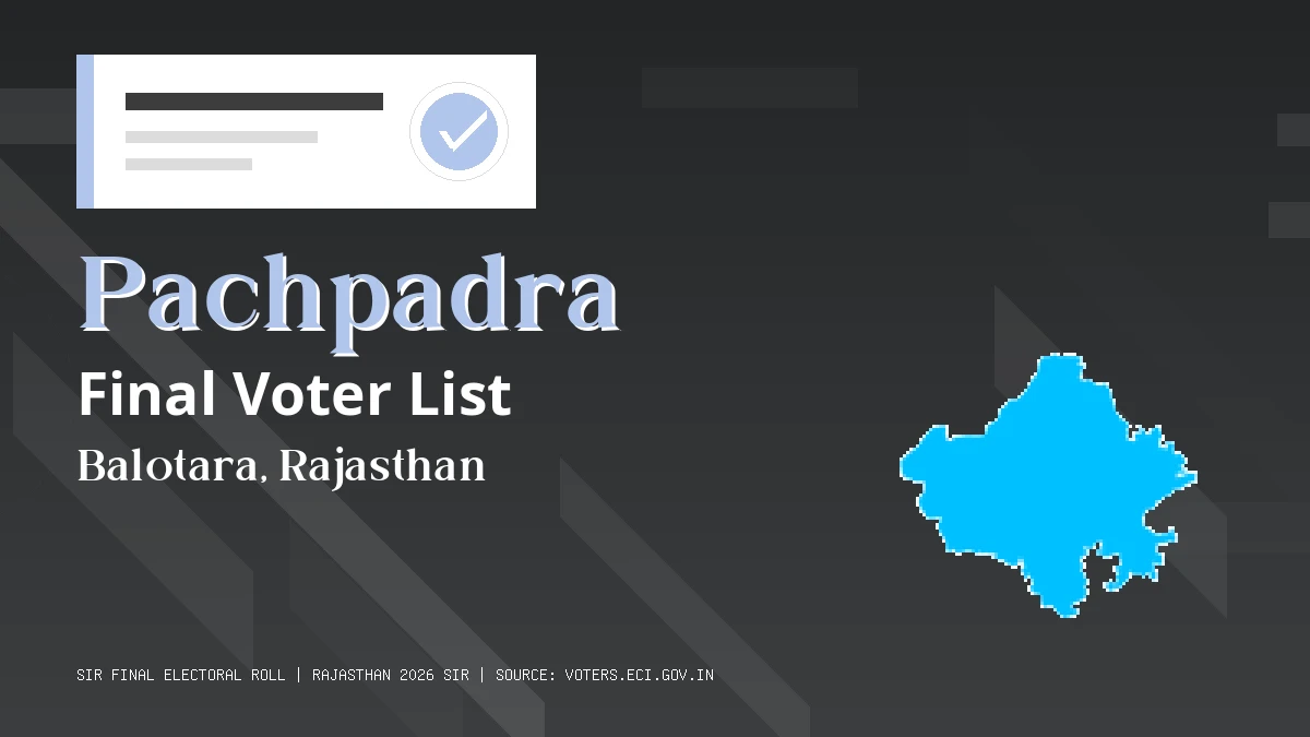 Pachpadra Final Voter List Rajasthan