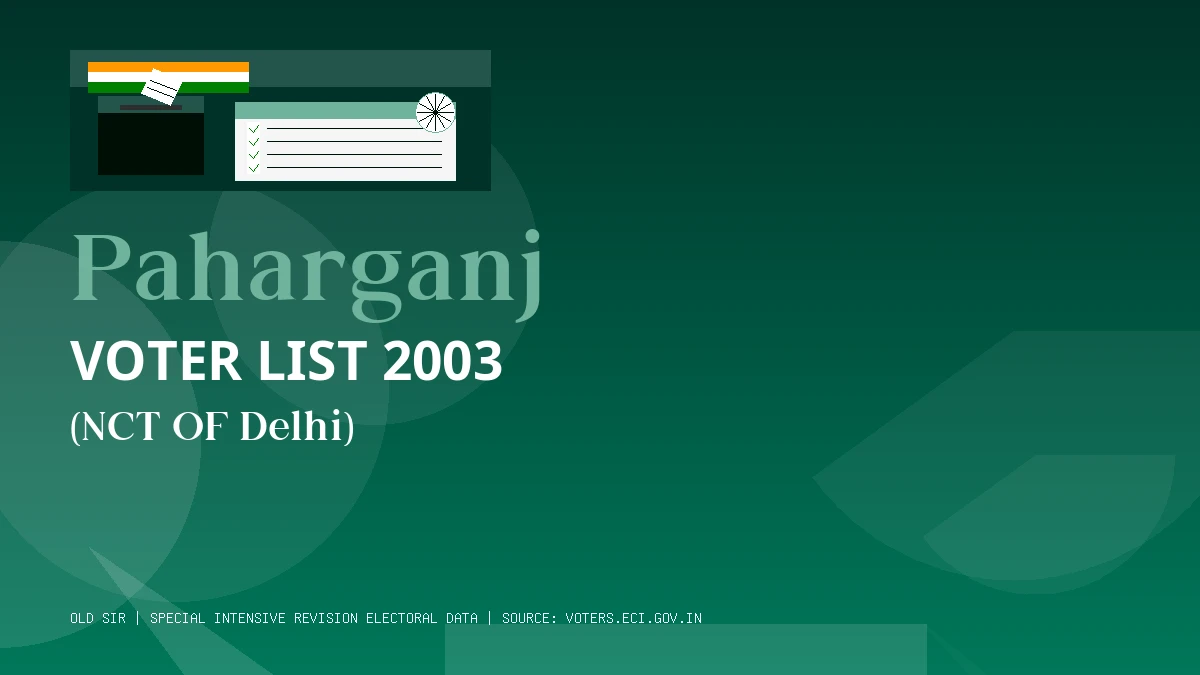 Paharganj Voter List 2003 PDF Download NCT OF Delhi