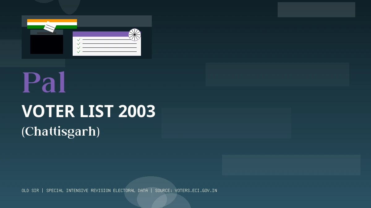Pal Voter List 2003 PDF Download Chattisgarh