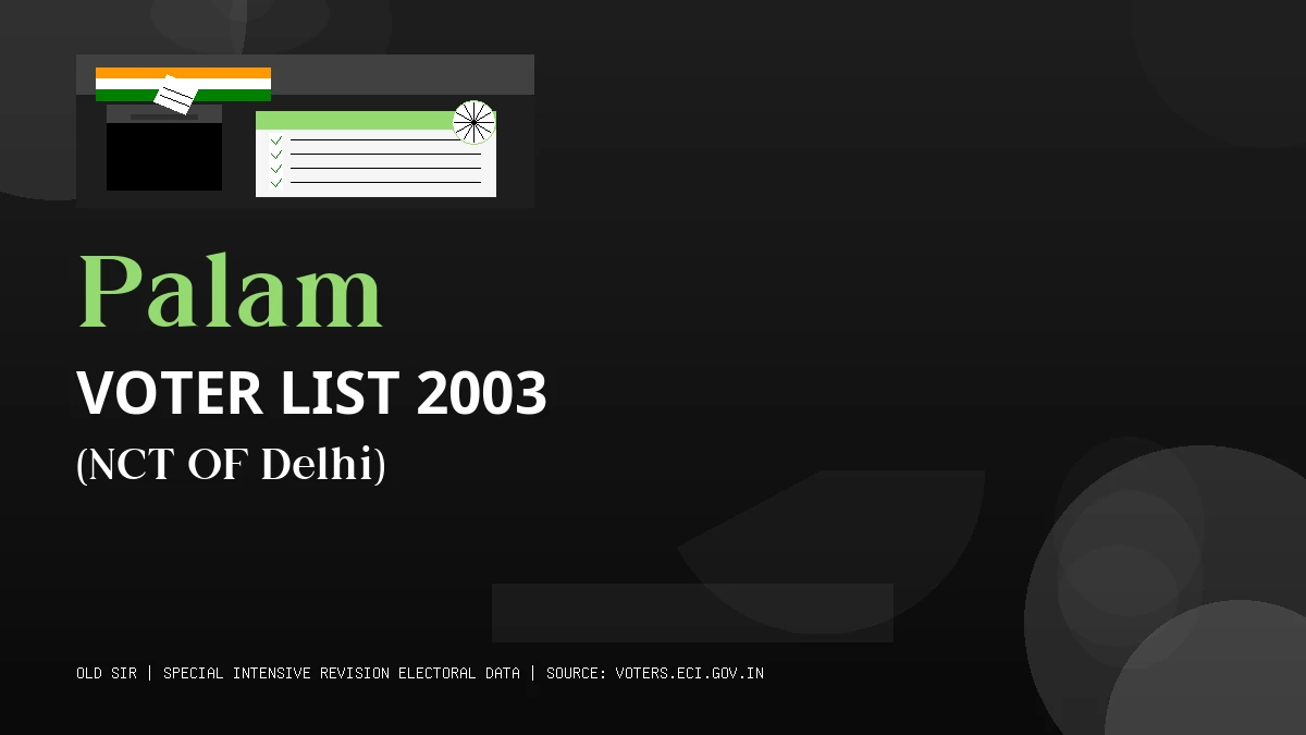 Palam Voter List 2003 PDF Download NCT OF Delhi