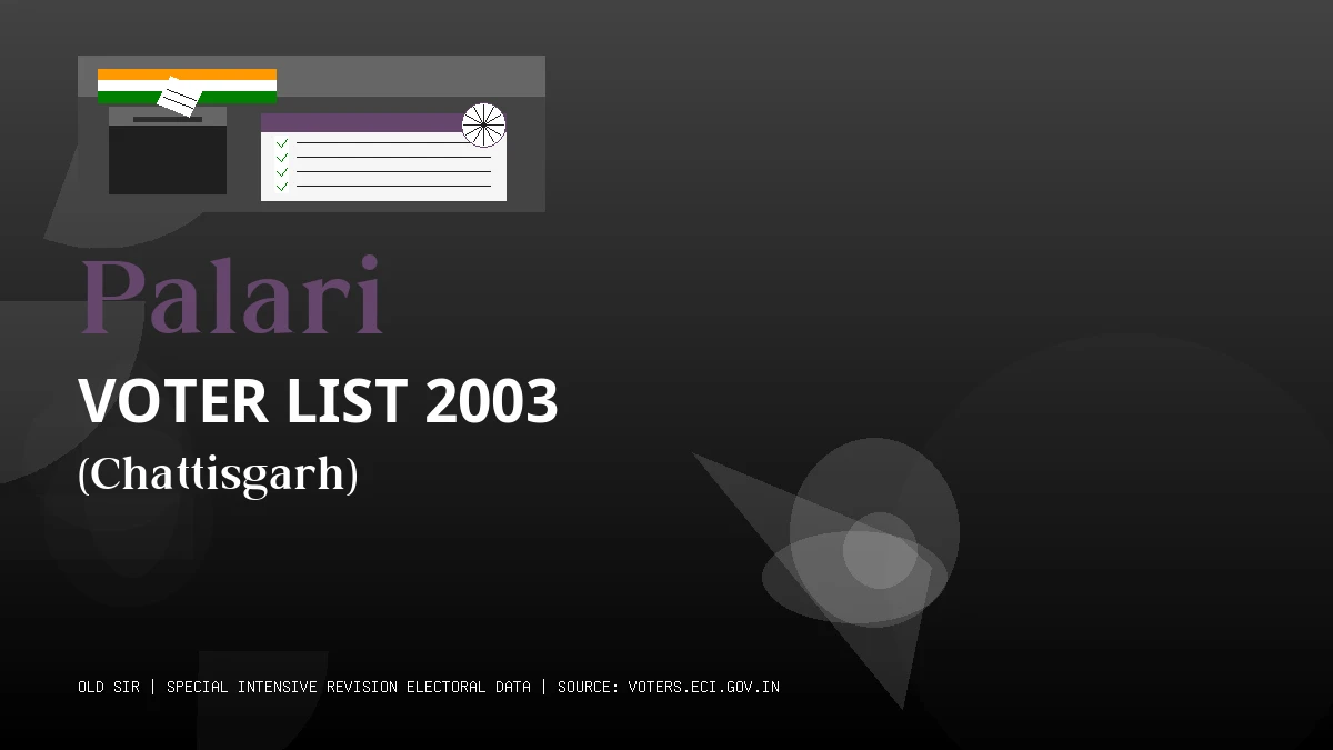 Palari Voter List 2003 PDF Download Chattisgarh