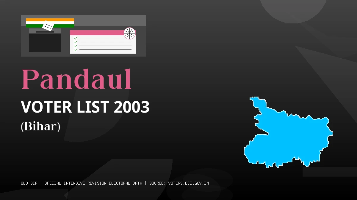 Pandaul Voter List 2003 PDF Download Bihar