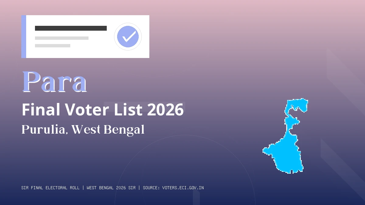 Para Final Voter List 2026 West Bengal