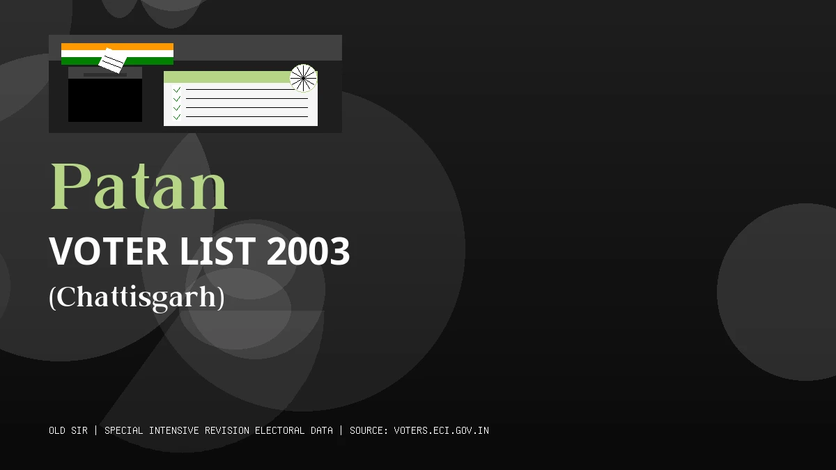 Patan Voter List 2003 PDF Download Chattisgarh
