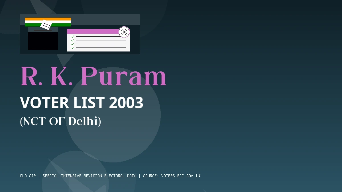 R. K. Puram Voter List 2003 PDF Download NCT OF Delhi