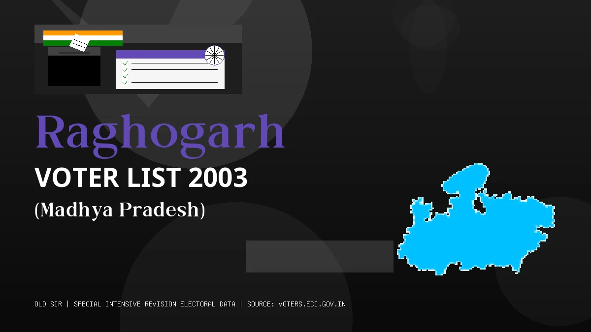 Raghogarh Voter List 2003 PDF Download Madhya Pradesh