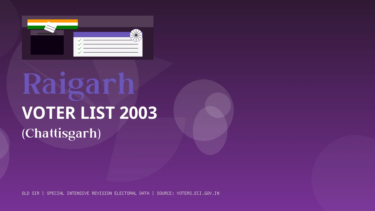Raigarh Voter List 2003 PDF Download Chattisgarh