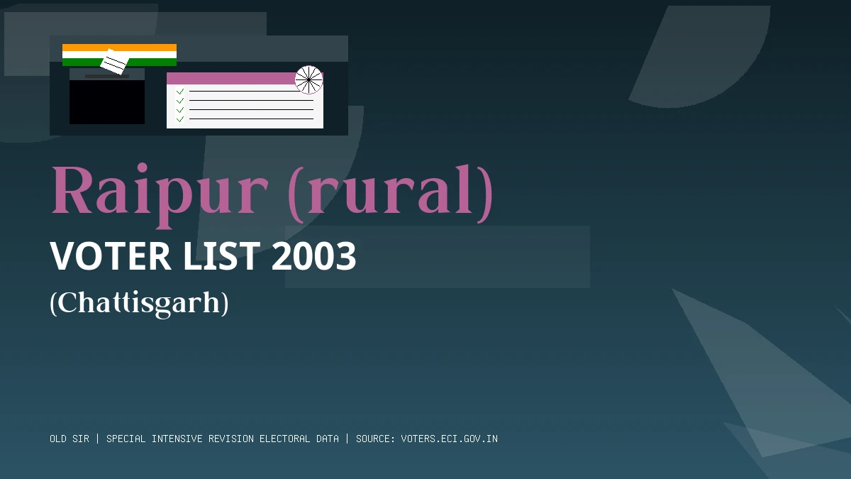 Raipur (rural) Voter List 2003 PDF Download Chattisgarh