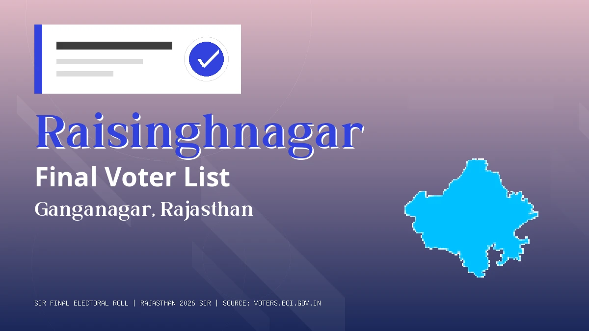 Raisinghnagar Final Voter List Rajasthan