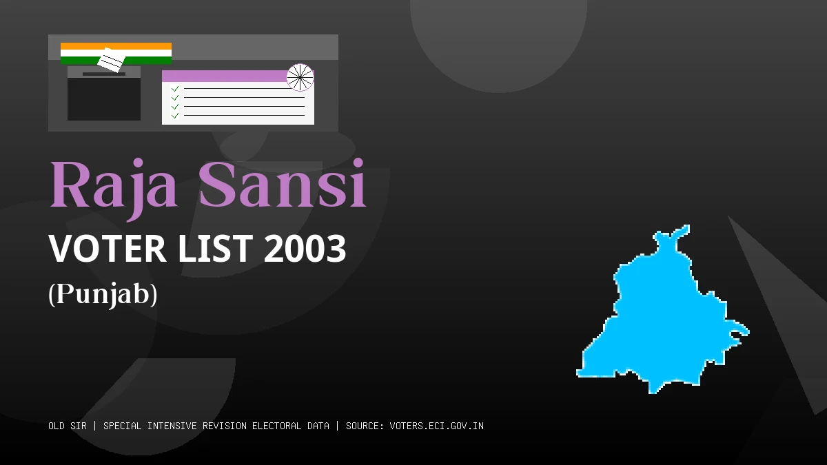 Raja Sansi Voter List 2003 PDF Download Punjab