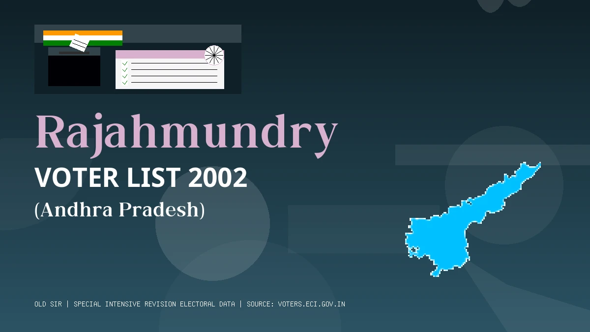 Rajahmundry Voter List 2002 PDF Download Andhra Pradesh