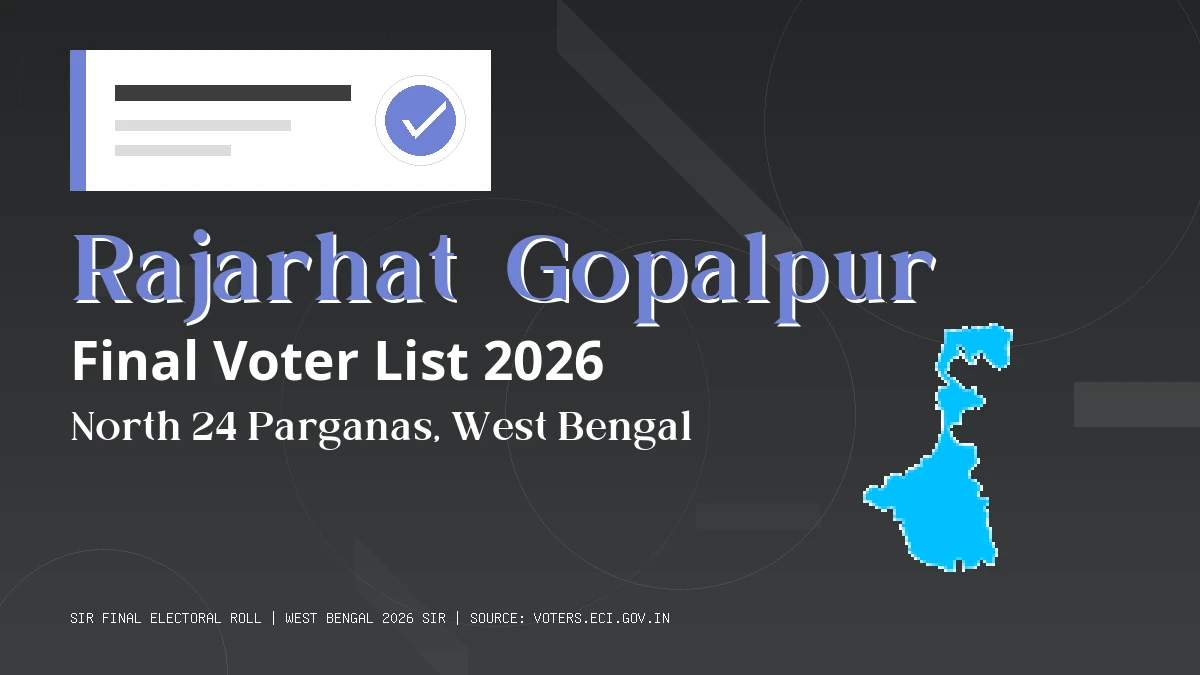Rajarhat  Gopalpur Final Voter List 2026 West Bengal