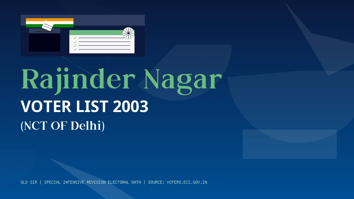 Rajinder Nagar Voter List 2003 PDF Download NCT OF Delhi