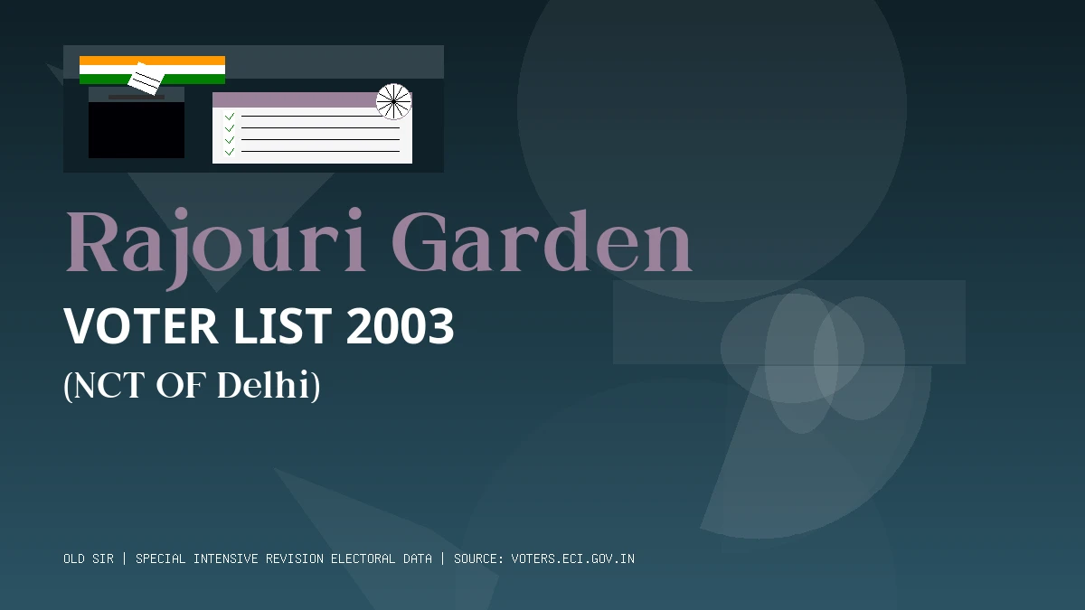 Rajouri Garden Voter List 2003 PDF Download NCT OF Delhi