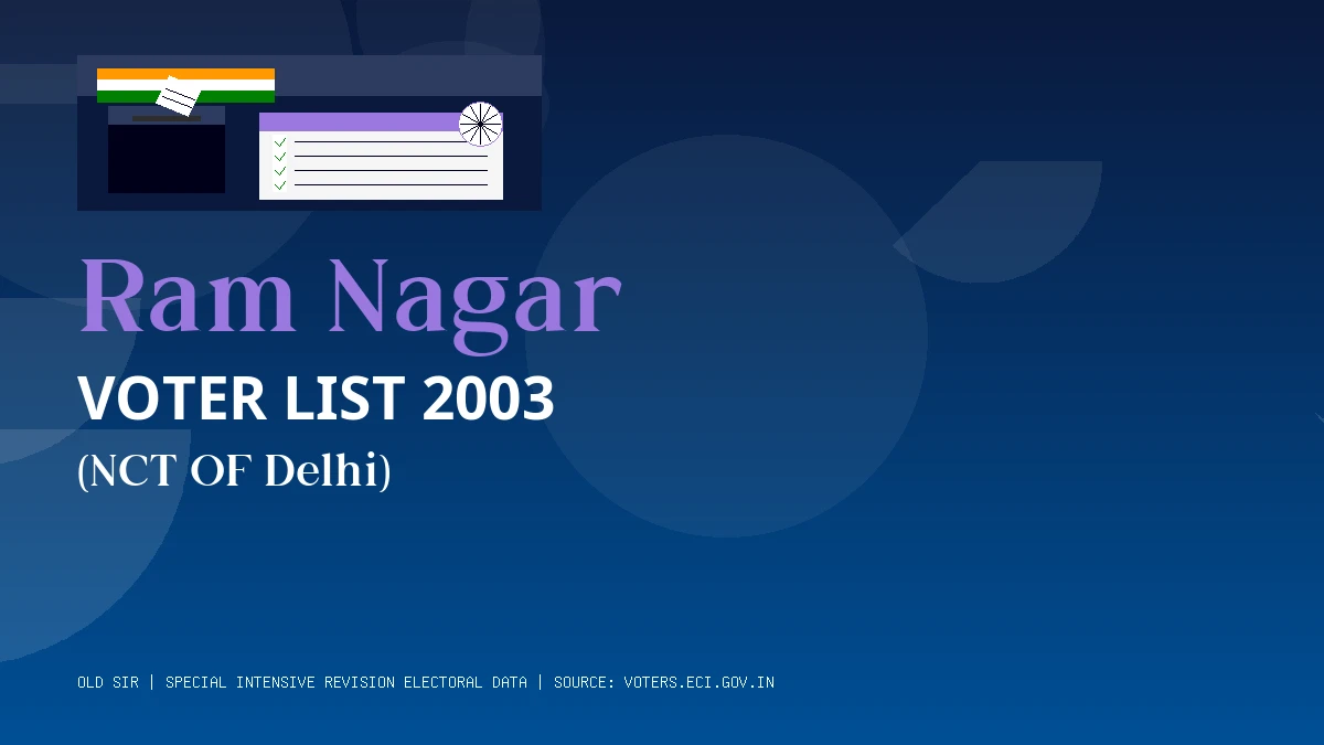 Ram Nagar Voter List 2003 PDF Download NCT OF Delhi