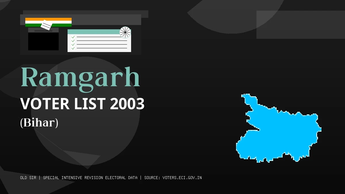 Ramgarh Voter List 2003 PDF Download Bihar