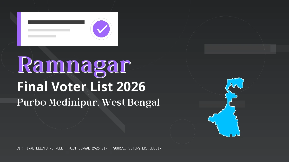 Ramnagar Final Voter List 2026 West Bengal