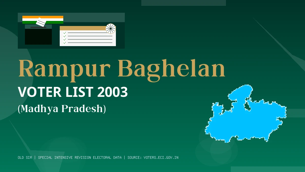 Rampur Baghelan Voter List 2003 PDF Download Madhya Pradesh