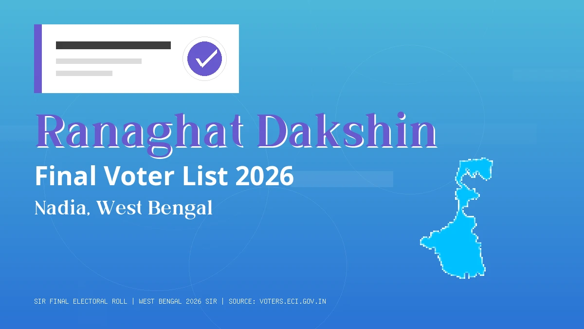 Ranaghat Dakshin Final Voter List 2026 West Bengal