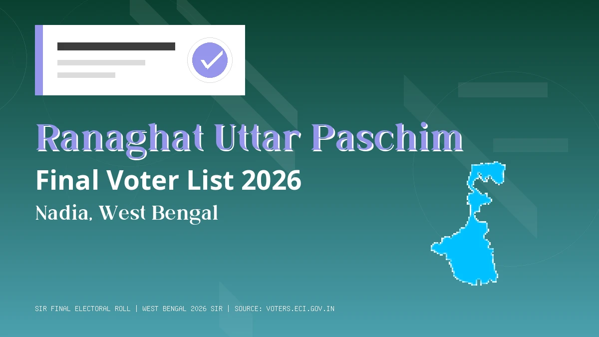 Ranaghat Uttar Paschim Final Voter List 2026 West Bengal