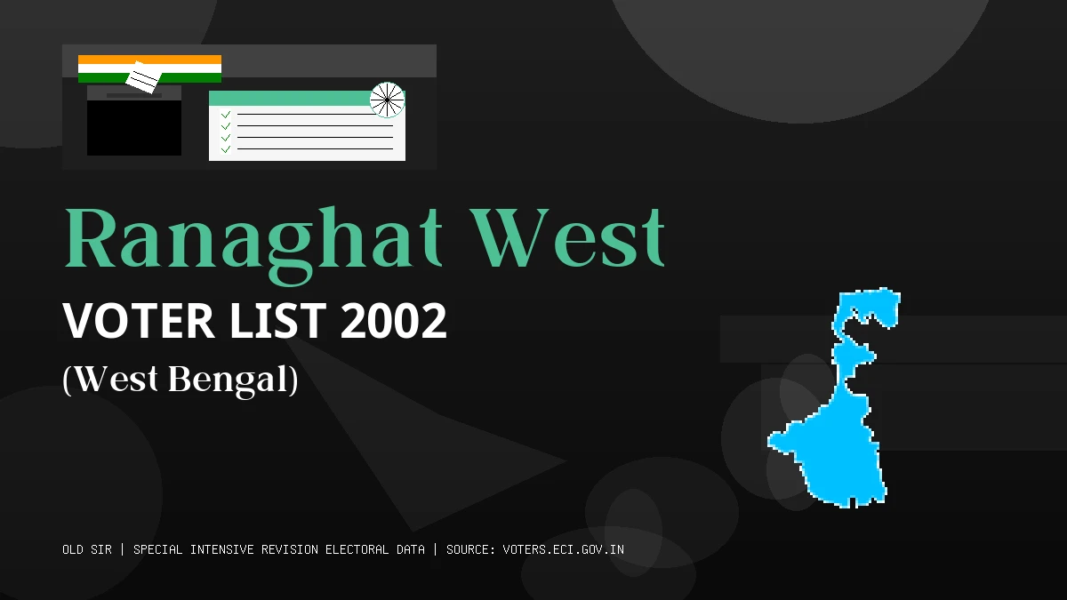 Ranaghat West Voter List 2002 PDF Download West Bengal