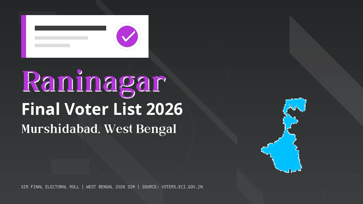 Raninagar Final Voter List 2026 West Bengal