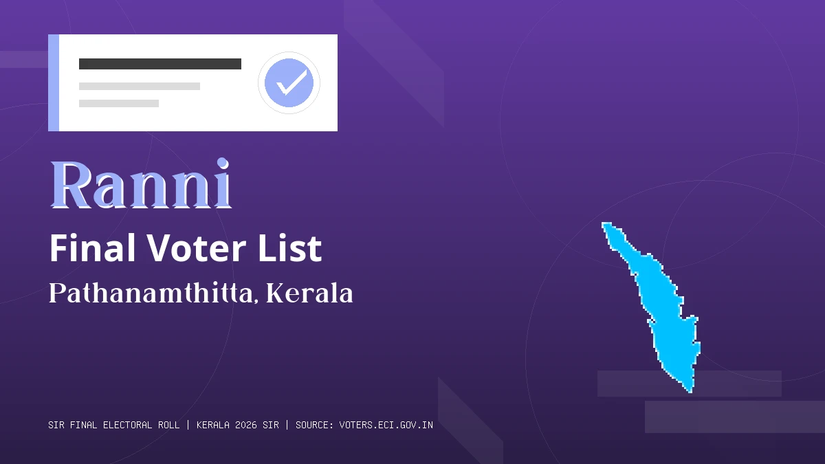 Ranni Final Voter List Kerala
