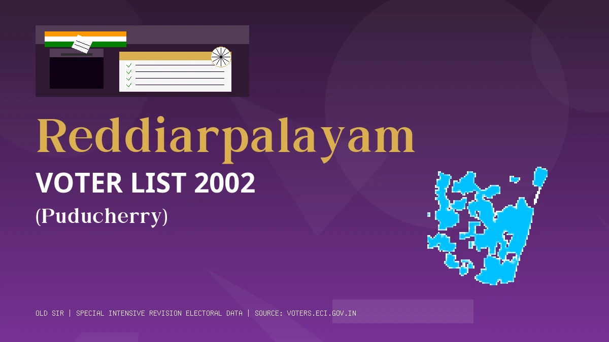 Reddiarpalayam Voter List 2002 PDF Download Puducherry