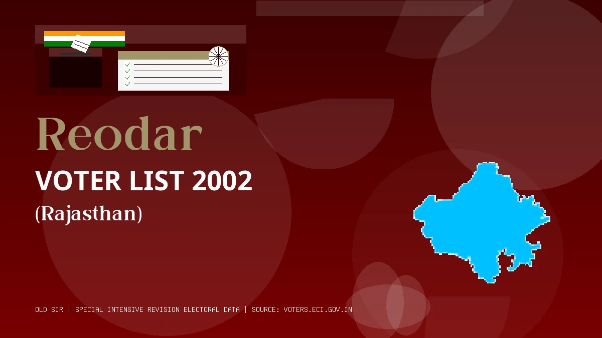 Reodar Voter List 2002 PDF Download Rajasthan