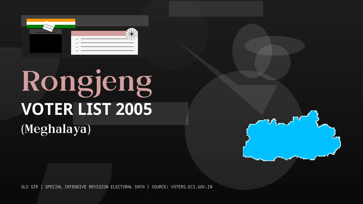 Rongjeng Voter List 2005 PDF Download Meghalaya