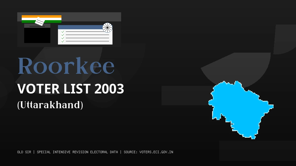 Roorkee Voter List 2003 PDF Download Uttarakhand