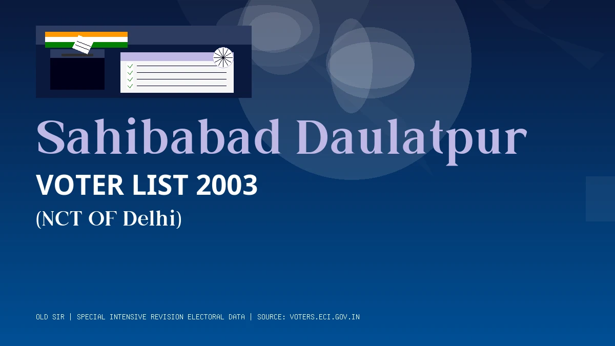 Sahibabad Daulatpur Voter List 2003 PDF Download NCT OF Delhi