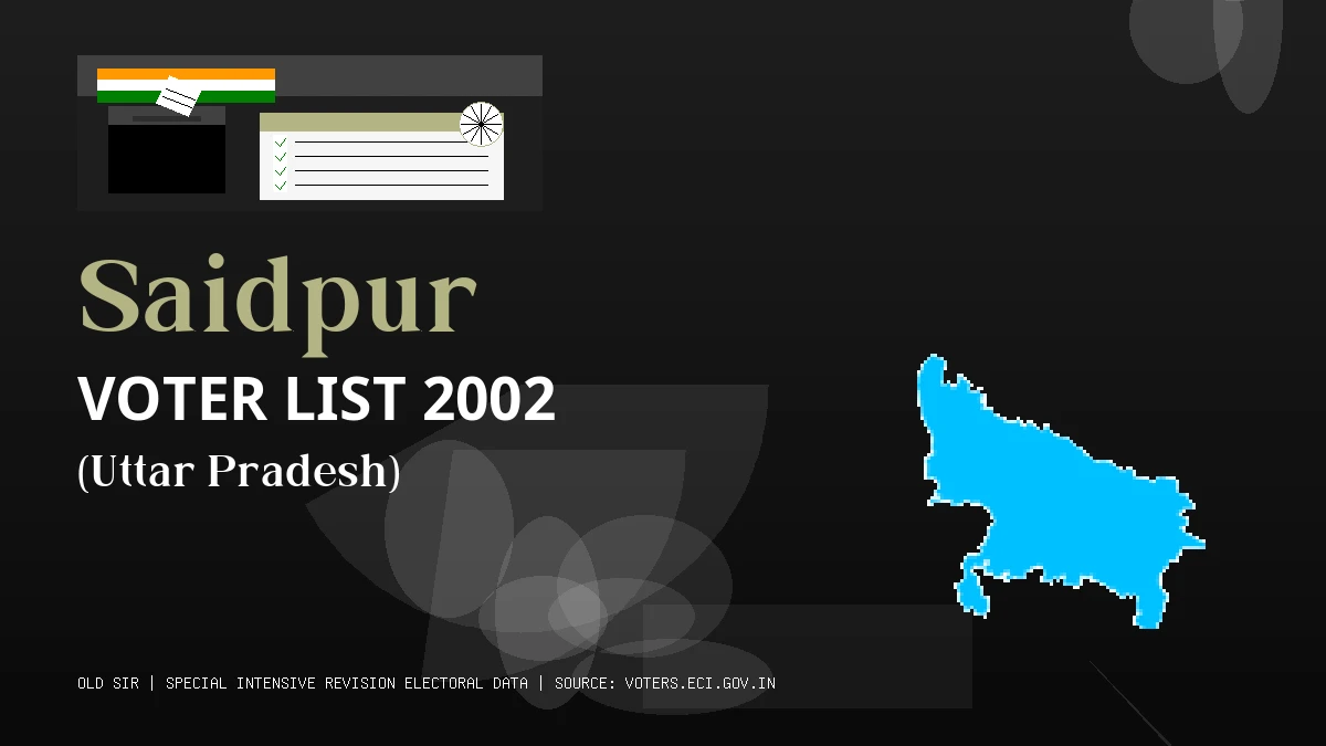 Saidpur Voter List 2002 PDF Download Uttar Pradesh