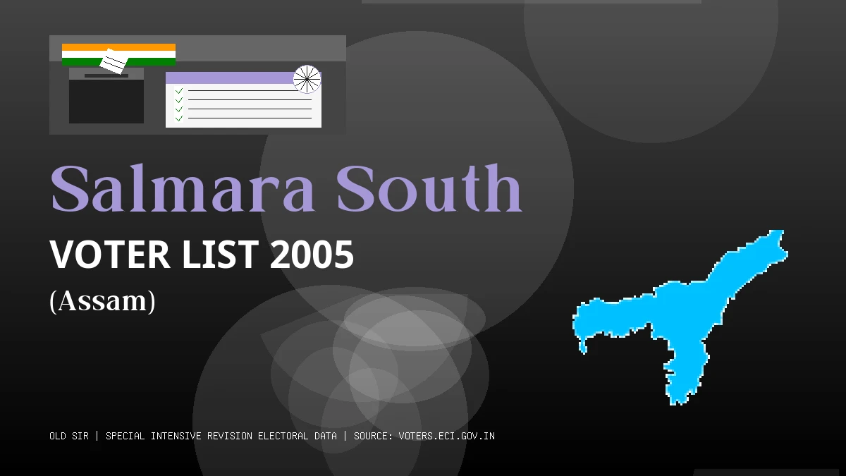 Salmara South Voter List 2005 PDF Download Assam