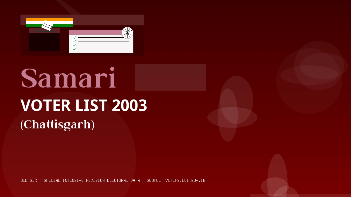 Samari Voter List 2003 PDF Download Chattisgarh