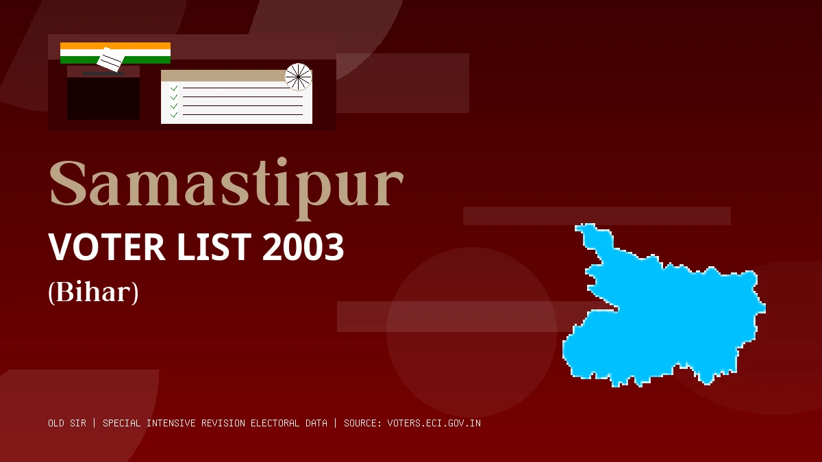 Samastipur Voter List 2003 PDF Download Bihar