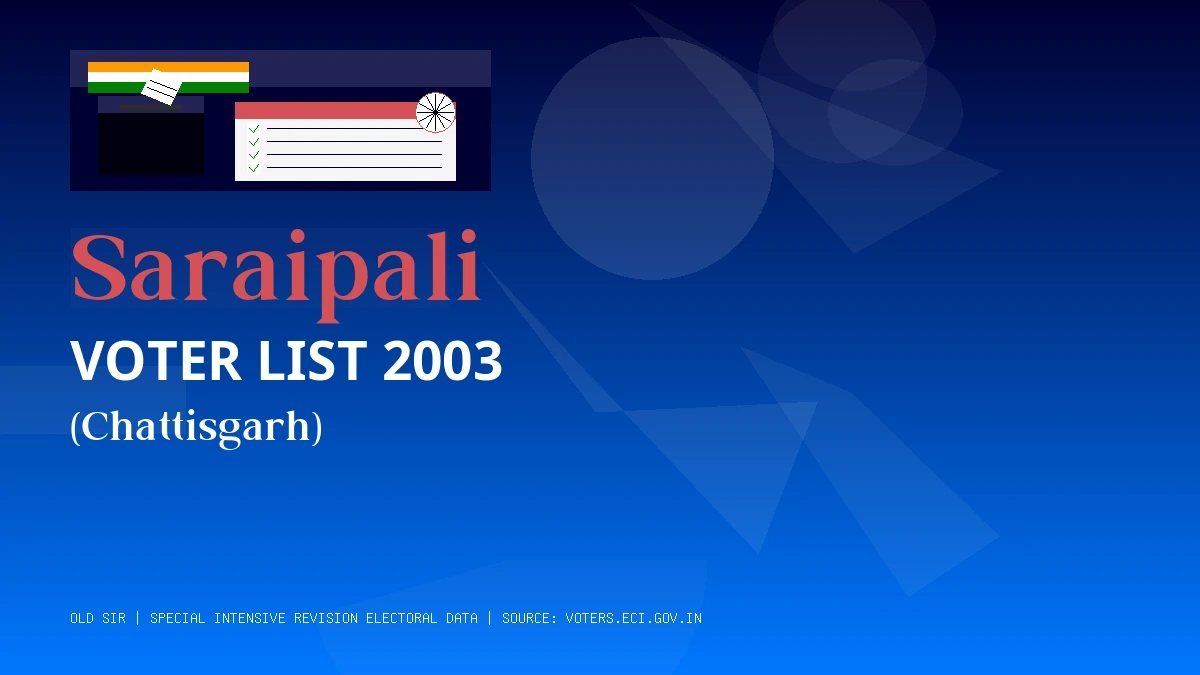 Saraipali Voter List 2003 PDF Download Chattisgarh