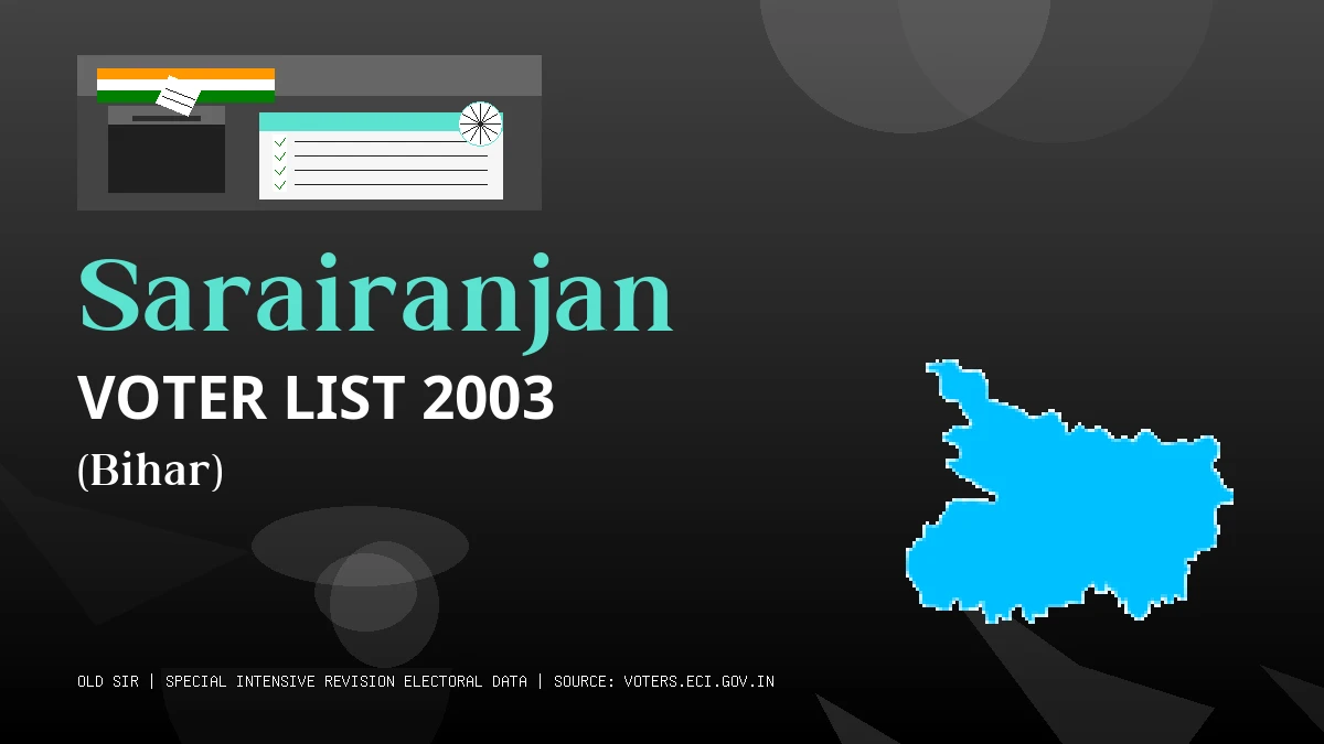 Sarairanjan Voter List 2003 PDF Download Bihar