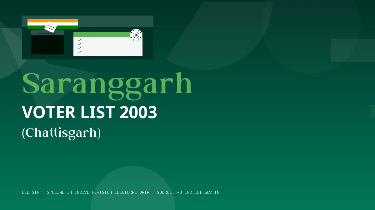 Saranggarh Voter List 2003 PDF Download Chattisgarh