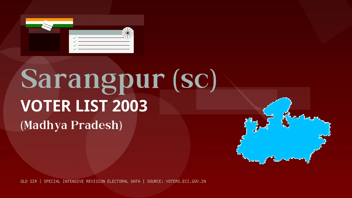 Sarangpur (sc) Voter List 2003 PDF Download Madhya Pradesh