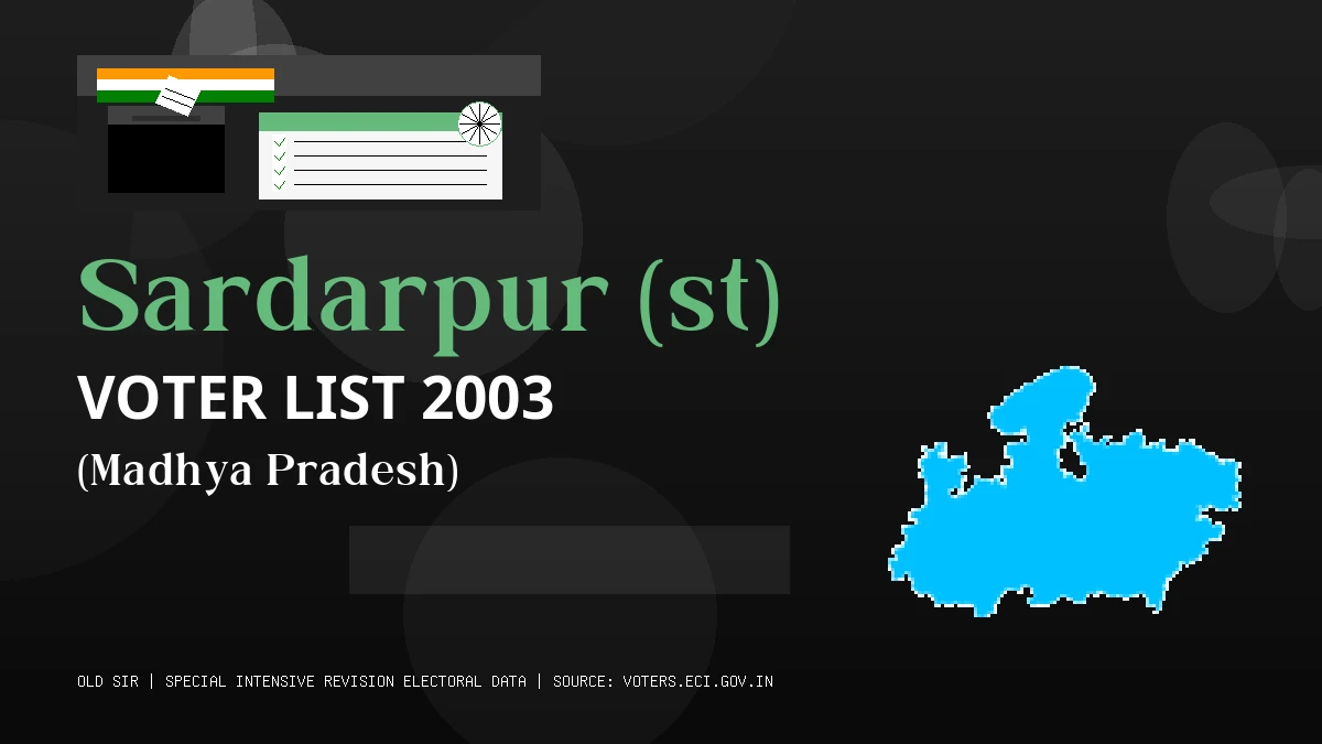 Sardarpur (st) Voter List 2003 PDF Download Madhya Pradesh