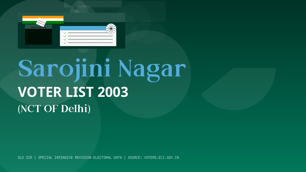 Sarojini Nagar Voter List 2003 PDF Download NCT OF Delhi