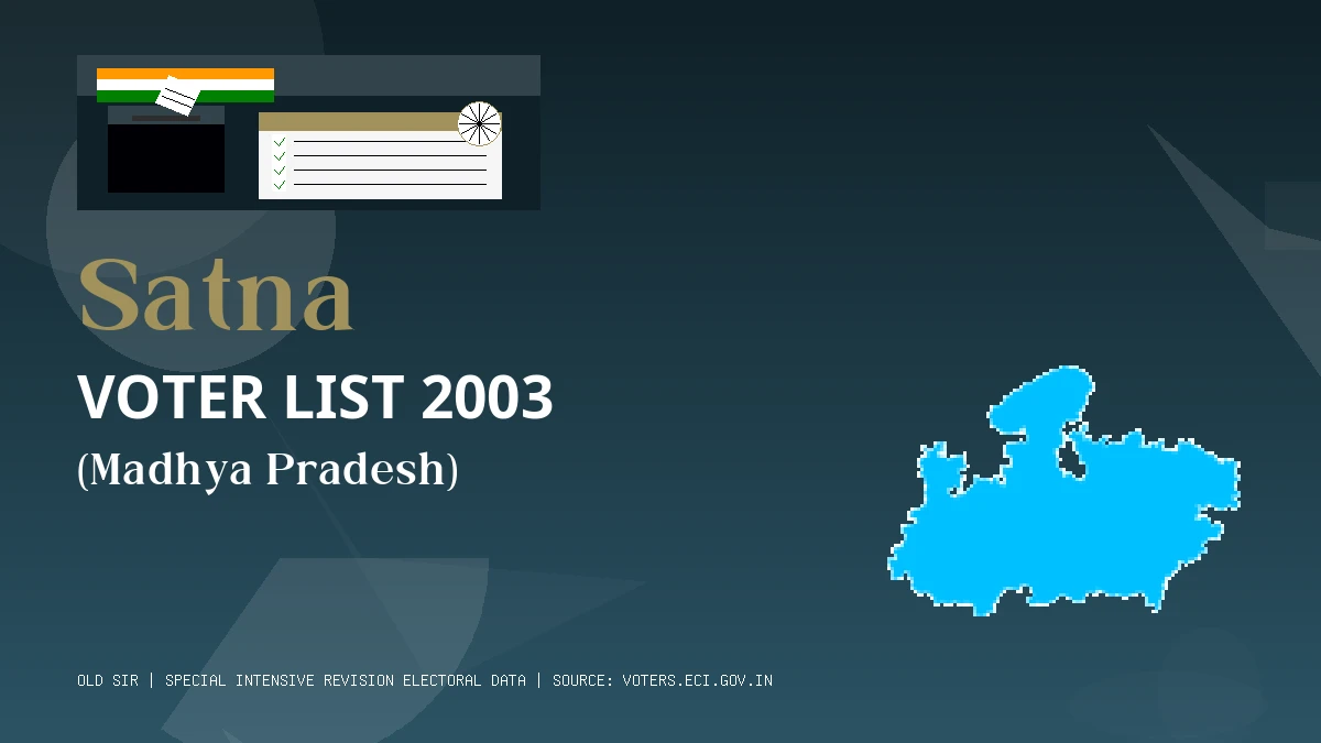 Satna Voter List 2003 PDF Download Madhya Pradesh