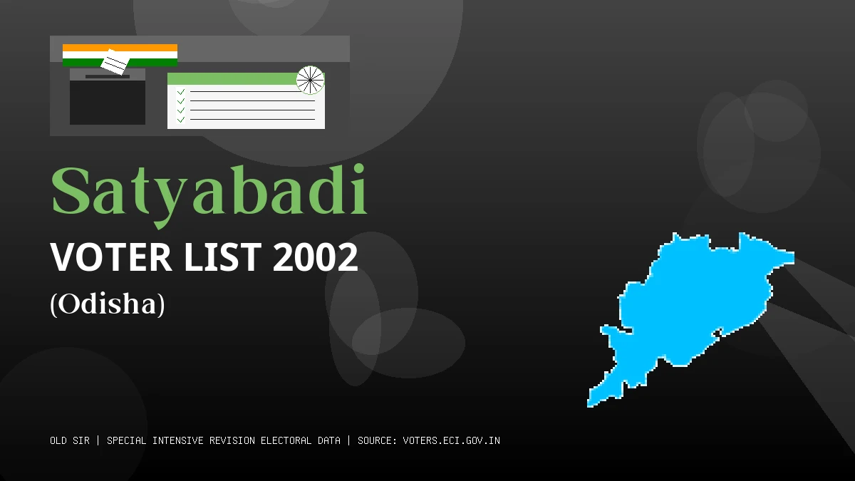 Satyabadi Voter List 2002 PDF Download Odisha