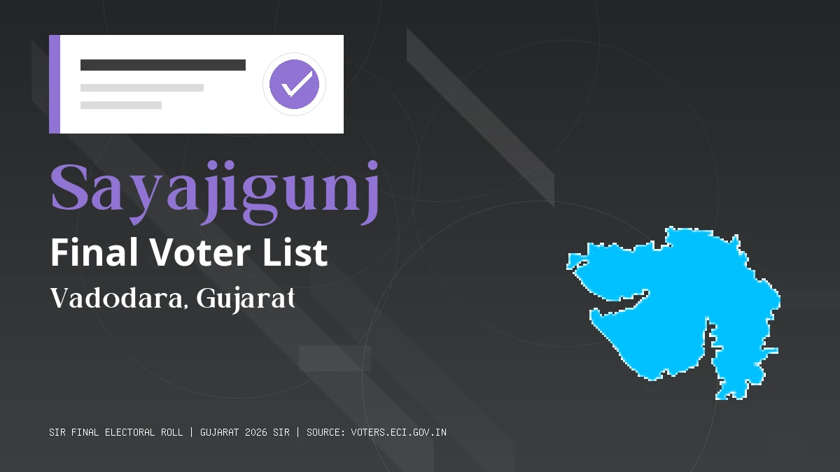 Sayajigunj Final Voter List Gujarat