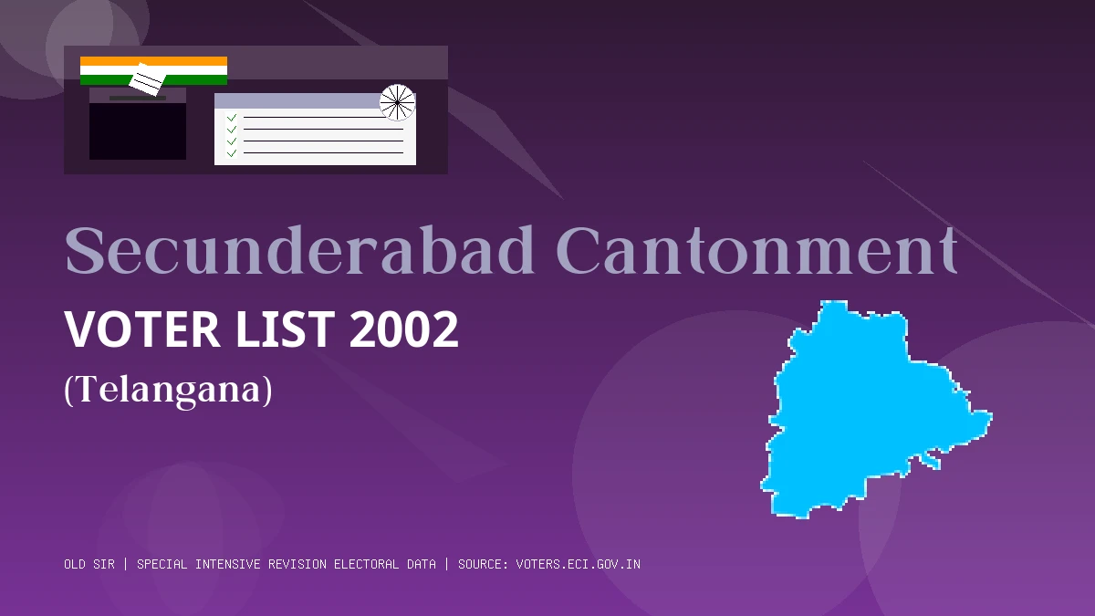 Secunderabad Cantonment Voter List 2002 PDF Download Telangana
