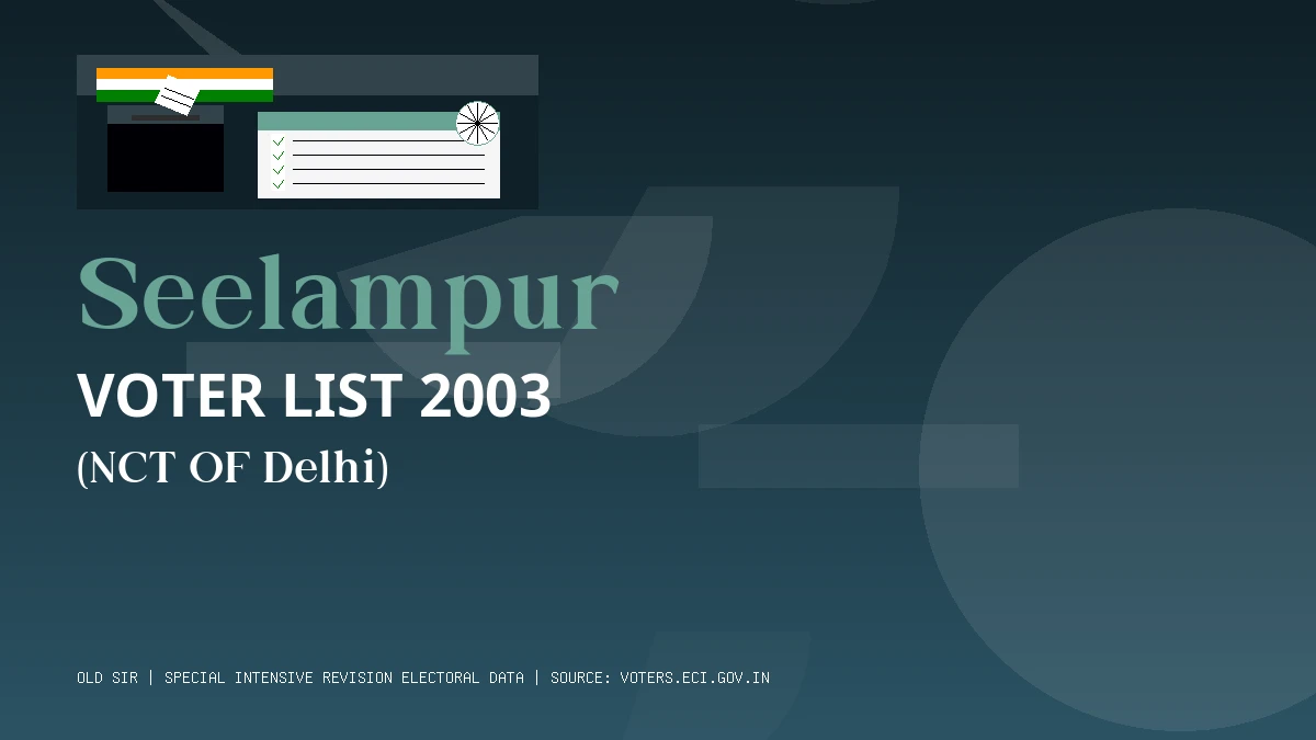 Seelampur Voter List 2003 PDF Download NCT OF Delhi
