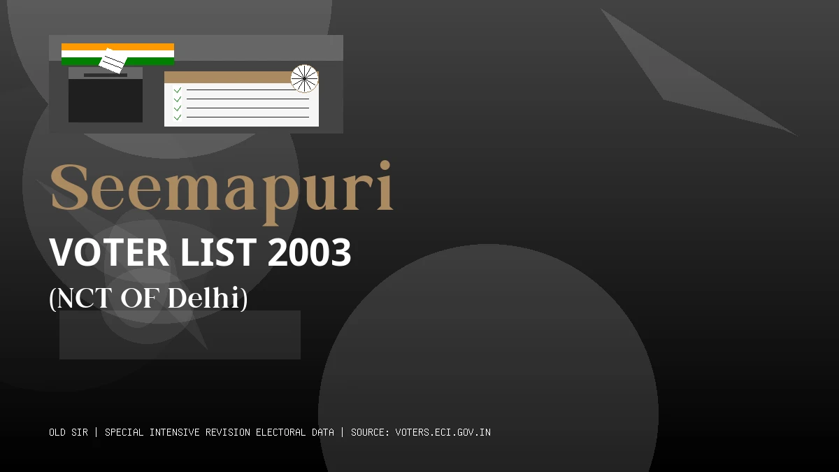 Seemapuri Voter List 2003 PDF Download NCT OF Delhi