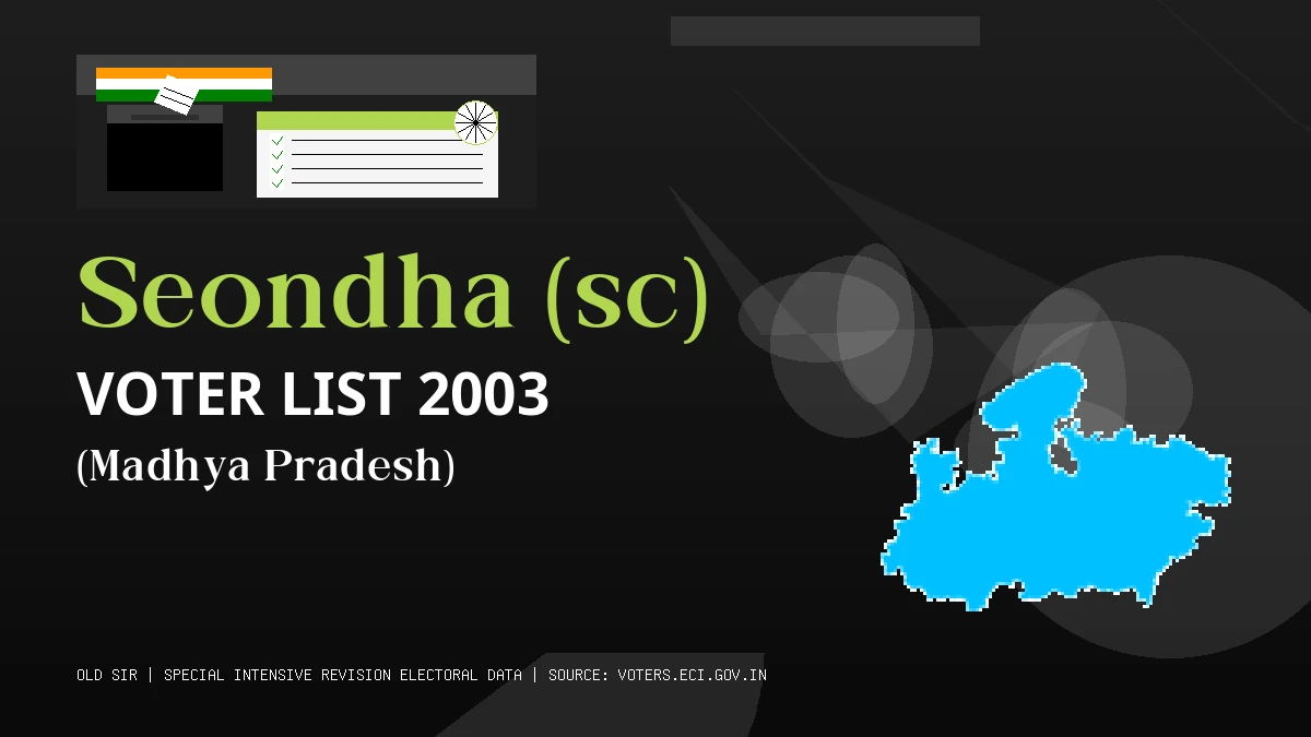 Seondha (sc) Voter List 2003 PDF Download Madhya Pradesh