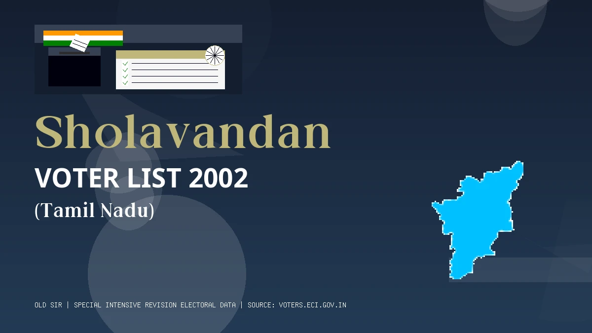 Sholavandan Voter List 2002 PDF Download Tamil Nadu